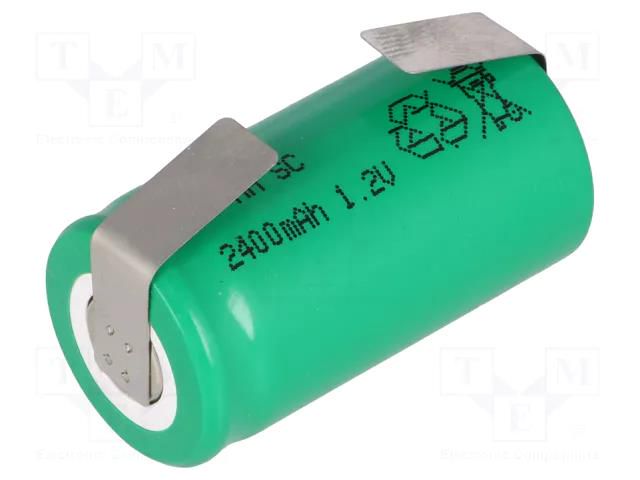 Re-battery: Ni-MH; SubC; 1.2V; 2400mAh; soldering lugs; Ø22x44mm JJJ ACCU-J-SC2400-BL