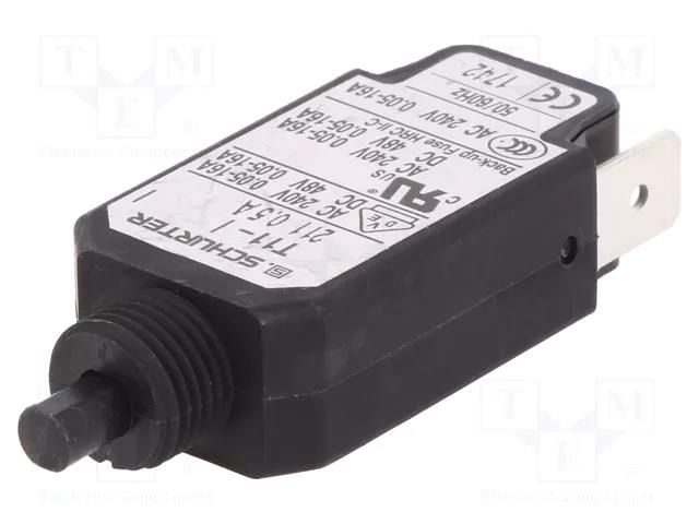 Circuit breaker; Urated: 240VAC; 48VDC; 0.5A; SPST; Poles: 1; screw SCHURTER T11-211-0.5A