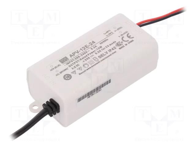 Power supply: switching; LED; 12W; 24VDC; 0.5A; 180÷264VAC; IP42 MEAN WELL APV-12E-24