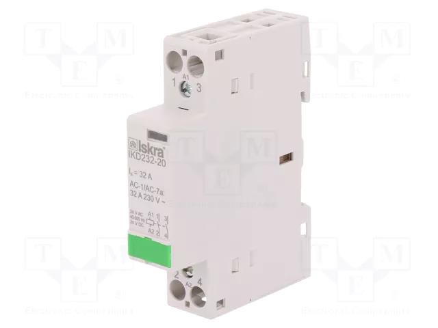 Contactor: 2-pole installation; 32A; 24VAC,24VDC; NO x2; IKD ISKRA IKD232-20/24V