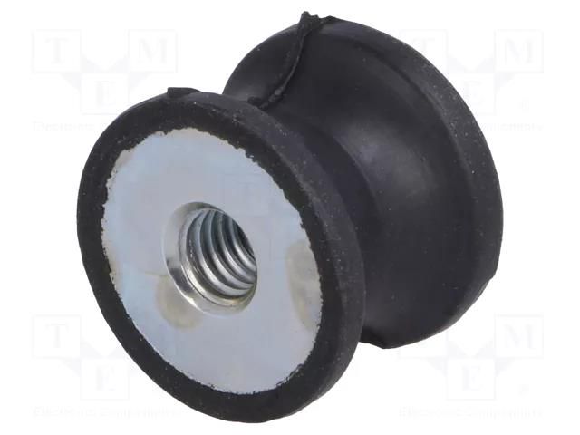 Vibration damper; M6; Ø: 20mm; rubber; L: 15mm; H: 6mm; 223N; 60N/mm ELESA+GANTER DVC3-20-14-15M6-4