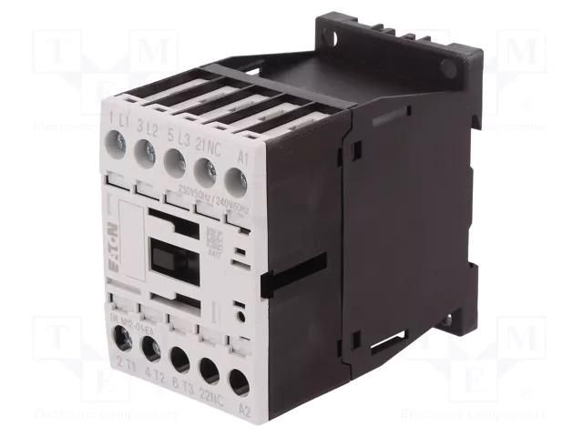 Contactor: 3-pole; NO x3; Auxiliary contacts: NC; 230VAC; 12A; 690V EATON ELECTRIC DILM12-01-230AC-E