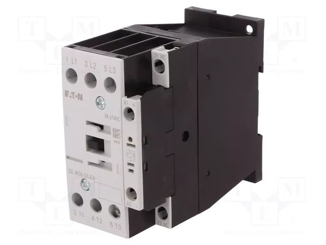 Contactor: 3-pole; NO x3; Auxiliary contacts: NC; 24VDC; 38A; 690V EATON ELECTRIC DILM38-01-24DC-E