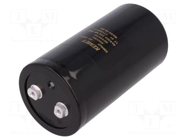 Capacitor: electrolytic; 2.2mF; 500VDC; Ø77x146mm; Pitch: 31.8mm KEMET ALS30A222NP500