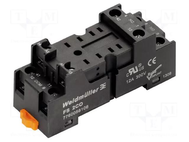 Socket; PIN: 8; 12A; 300VAC; H: 30mm; W: 25mm; for DIN rail mounting WEIDMÜLLER FS2CO