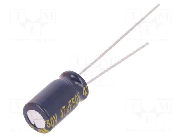 Capacitor: electrolytic; low ESR; THT; 47uF; 50VDC; Ø6.3x11.2mm PANASONIC EEUFC1H470