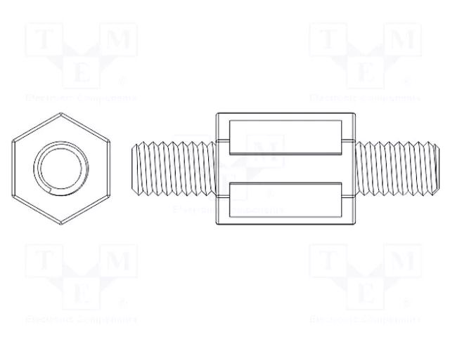 Screwed spacer sleeve; 55mm; Ext.thread: M8; hexagonal; brass DREMEC TMM-M8X55/DR4113