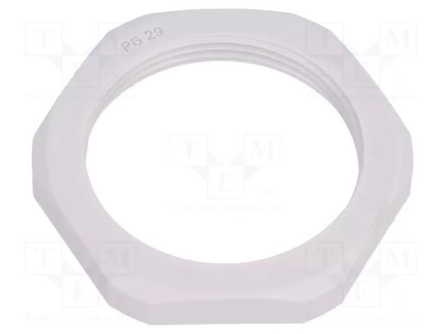 Nut; PG29; polyamide; Thk: 7mm; Spanner: 46mm; grey; Thread: PG HUMMEL HUMMEL-1262290011