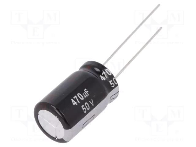 Capacitor: electrolytic; THT; 470uF; 50VDC; Ø12.5x20mm; Pitch: 5mm PANASONIC EEUEB1H471