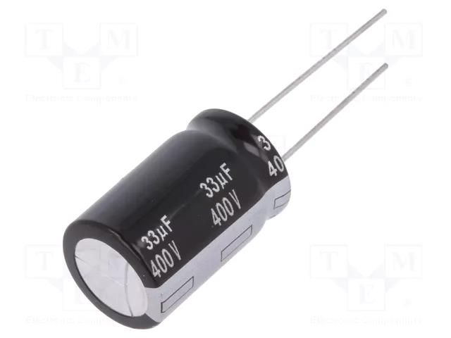 Capacitor: electrolytic; THT; 33uF; 400VDC; Ø16x25mm; Pitch: 7.5mm PANASONIC EEUEB2G330