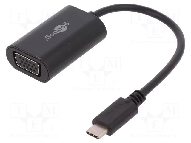 Adapter; USB 3.0; D-Sub 15pin HD socket,USB C plug; 0.2m; black Goobay MHL.09
