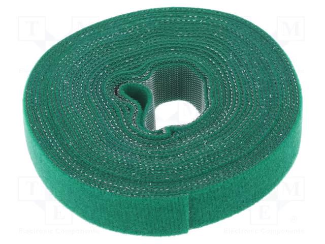 Hook and loop fastener; L: 4m; W: 16mm; green; reel LOGILINK PC-KAB0054