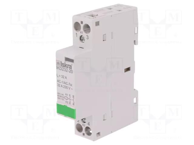 Contactor: 2-pole installation; 32A; 230VAC,220VDC; NO x2; IKD ISKRA IKD232-20/230V