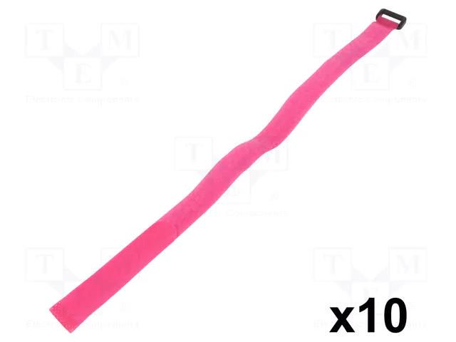 Hook and loop fastener; L: 500mm; W: 20mm; pink; polyamide; 10pcs. LOGILINK PC-KAB0016