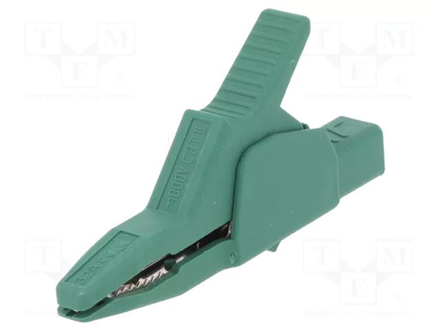 Crocodile clip; 34A; 300V; green; Grip capac: max.30mm; 972405104 HIRSCHMANN T&M AK2B2540I-GN