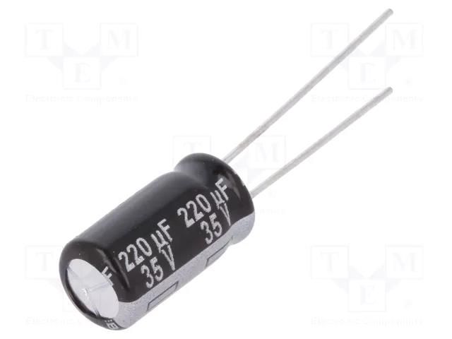 Capacitor: electrolytic; THT; 220uF; 35VDC; Ø8x15mm; Pitch: 3.5mm PANASONIC EEUEB1V221