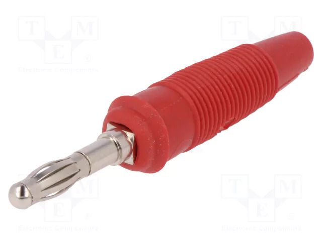 Laboratory connector: 4mm banana; plug; 32A; 60VDC; red; for cable HIRSCHMANN T&M LAS30RT