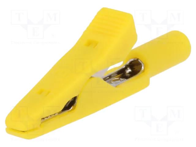 Crocodile clip; 15A; 60VDC; yellow; Grip capac: max.4mm; MA 1 HIRSCHMANN T&M MA1GE