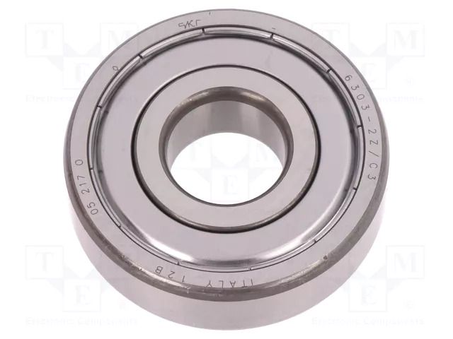 Bearing: single row deep groove ball; Øint: 17mm; Øout: 47mm SKF SKF6303-2Z/C3