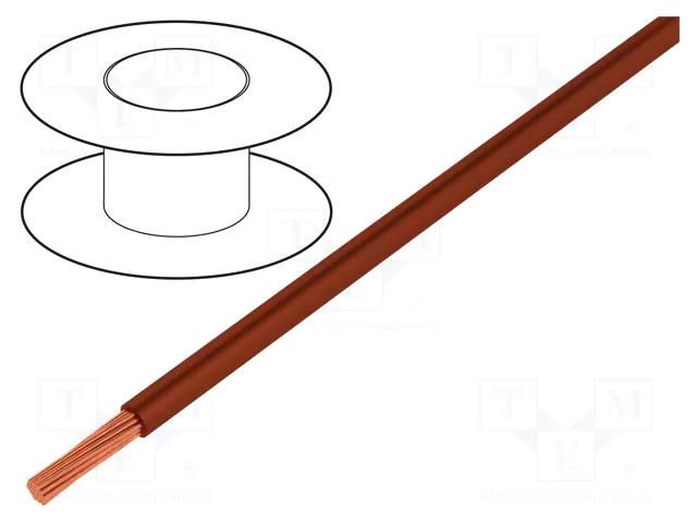 Wire; TLY; stranded; Cu; 0.124mm2; PVC; brown; 150V; 500m; Class: 5 TECHNOKABEL TLY-0.124-BR