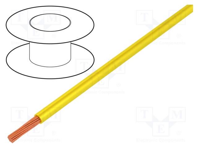 Wire; TLY; stranded; Cu; 0.12mm2; PVC; yellow; 150V,300V; 200m BQ CABLE TLY0.12-YL