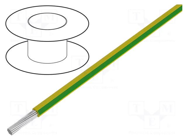 Wire; TLYc; stranded; Cu; 0.35mm2; PVC; green-yellow; 150V; 500m TECHNOKABEL TLY-0.35C-YG