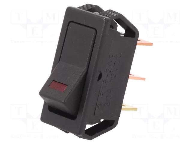 ROCKER; SPST; Pos: 2; ON-OFF; 20A/12VDC; black; LED,point; 12VDC SCI R13-249L-01-BBR