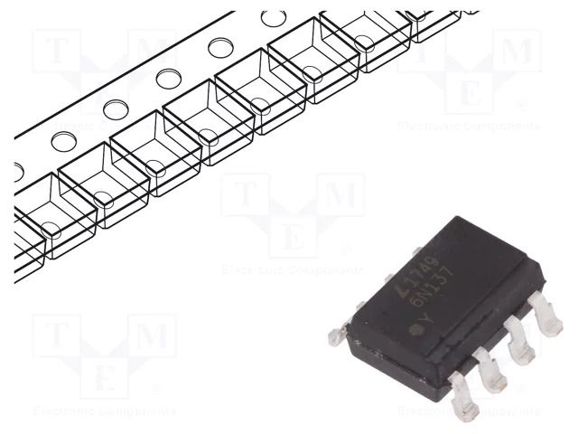 Optocoupler; SMD; Ch: 1; OUT: logic; Uinsul: 5kV; Gull wing 8; reel LITEON 6N137S-TA1-L