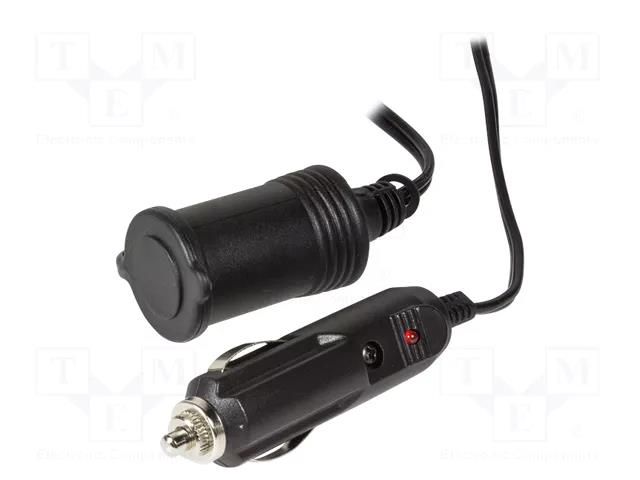 Cigarette lighter socket extension cord; Sup.volt: 12VDC; 8A LOGILINK CP0112