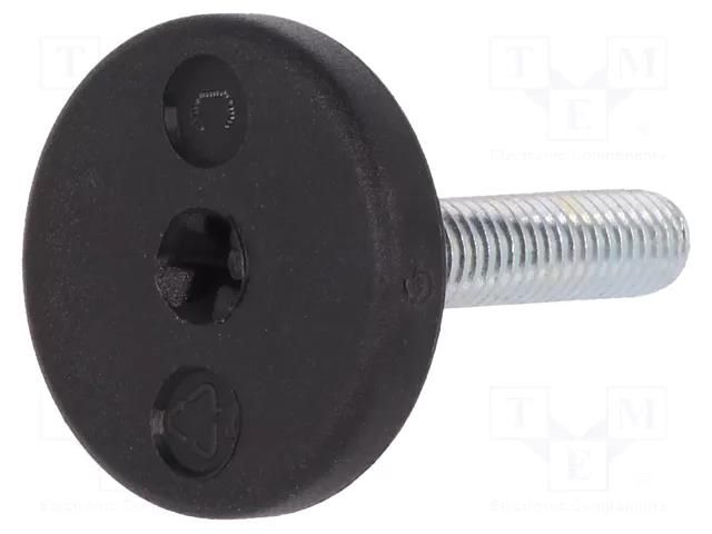 Foot; rigid,with screwdriver slot,with lever; Base dia: 25mm; M8 ELESA+GANTER LX.25SW13-M8X19S