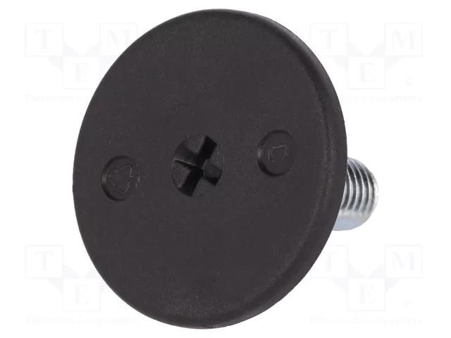 Foot; rigid,with screwdriver slot,with lever; Base dia: 40mm ELESA+GANTER LX.40SW17-M10X22S