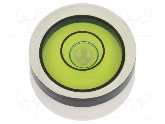 Spirit level; H: 9mm; Ømount.hole: 18mm; plastic; Body: white ELESA+GANTER GN2281-KT-18-G40-2