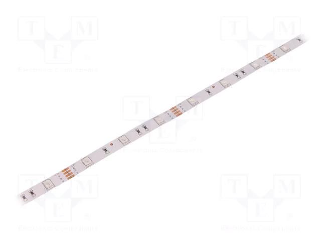 LED tape; RGB; 5050; LED/m: 30; 10mm; white PCB; IP20; 7.2W/m; 12VDC WISVA OPTOELECTRONICS HH-RGBAI-5050FWNA