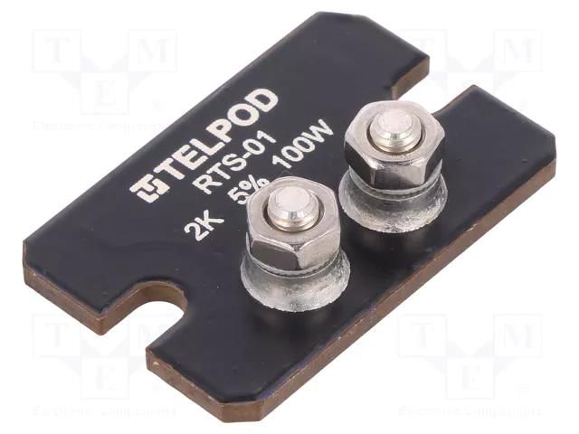 Resistor: thick film; screw; 2kΩ; 100W; ±5%; RTS; 2.5kV; 38x25x2mm TELPOD RTS-01-100-2K-5-5A