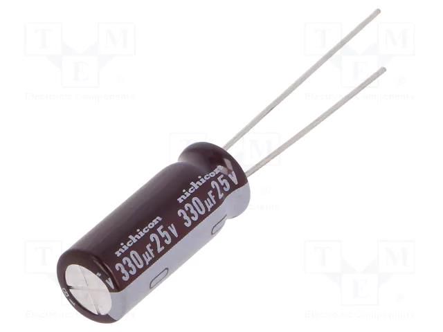 Capacitor: electrolytic; low ESR; THT; 330uF; 25VDC; Ø8x20mm; ±20% NICHICON UPM1E331MPD