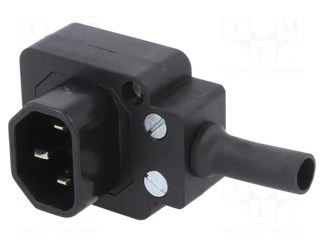 Connector: AC supply; plug; male; 10A; 250VAC; IEC 60320; for cable SCHURTER 4300.0401