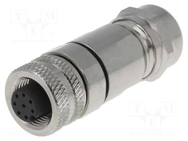 Connector: M12; plug; PIN: 8; female; 30V; straight; IP65; soldering DEGSON ELECTRONICS SM12-PVC-A8F-1B9