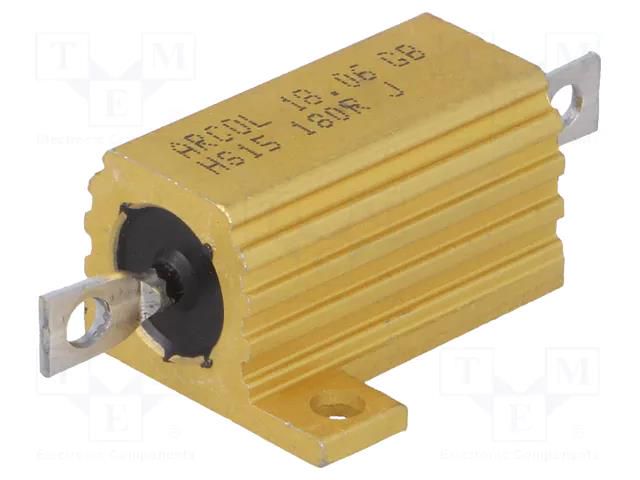 Resistor: wire-wound; with heatsink; screw; 180Ω; 15W; ±5% ARCOL HS15-180RJ