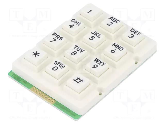 Keypad: plastic; No.of butt: 12; none; plastic; 200mΩ; 1N; 20mA ACCORD AK-207-A-WWB-WP