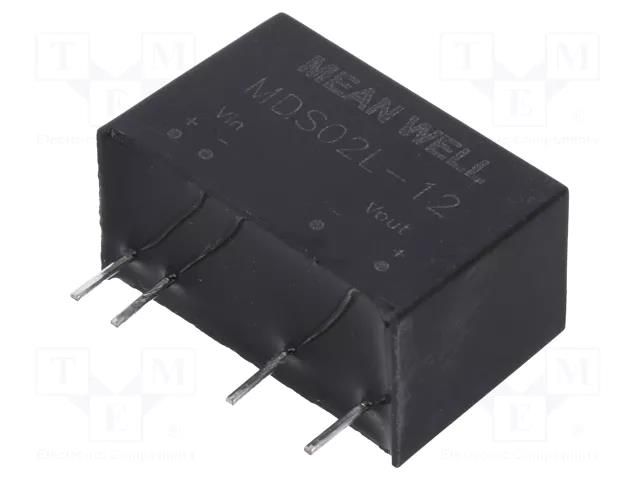 Converter: DC/DC; 2W; Uin: 4.5÷5.5VDC; Uout: 12VDC; Iout: 167mA; SIP7 MEAN WELL MDS02L-12