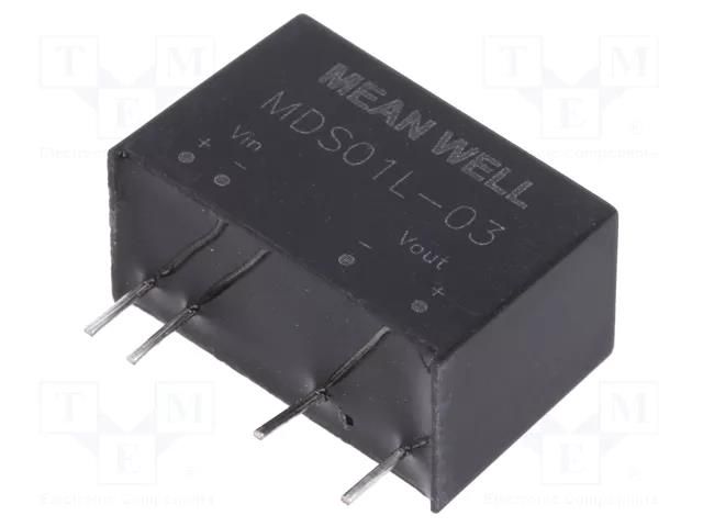 Converter: DC/DC; 1W; Uin: 4.5÷5.5VDC; Uout: 3.3VDC; Iout: 303mA MEAN WELL MDS01L-03