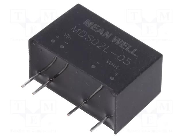 Converter: DC/DC; 2W; Uin: 4.5÷5.5VDC; Uout: 5VDC; Iout: 400mA; SIP7 MEAN WELL MDS02L-05