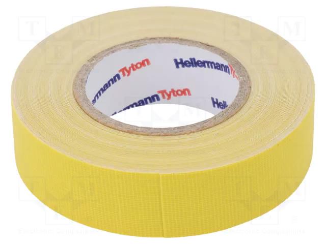 Tape: textile; W: 19mm; L: 10m; Thk: 0.31mm; yellow; 64N/cm; 10% HELLERMANNTYTON HTAPE-TEX-19X10YE