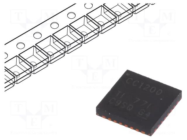 IC: RF transceiver; 2÷3.6VDC; SPI; SMD; VQFN32; 256BRAM,4kBROM TEXAS INSTRUMENTS CC1200RHBT