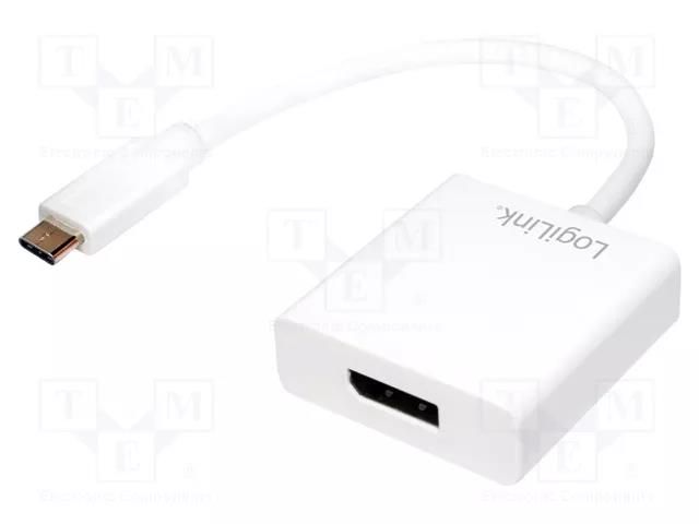 Adapter; USB 3.0; DisplayPort socket,USB C plug; 140mm; white LOGILINK UA0246A