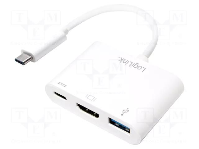 Adapter; USB 3.0; 140mm; white; white; Standard: Power Delivery LOGILINK UA0258