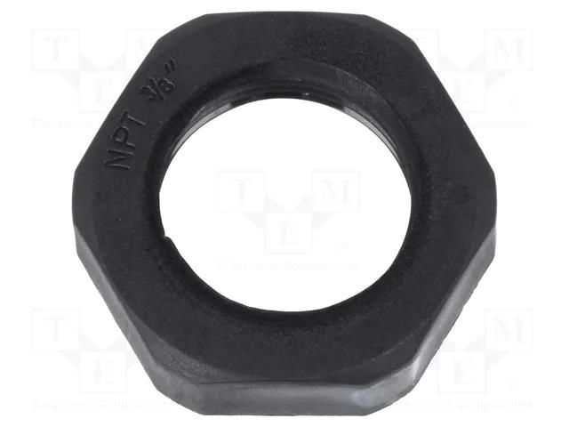 Nut; NPT3/8"; polyamide; UL94V-0; Thk: 7mm; Spanner: 24mm; black HUMMEL HUMMEL-1262380170