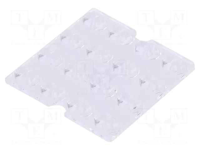 LED lens; square; plexiglass PMMA; transparent; Mounting: screw LEDIL C16220
