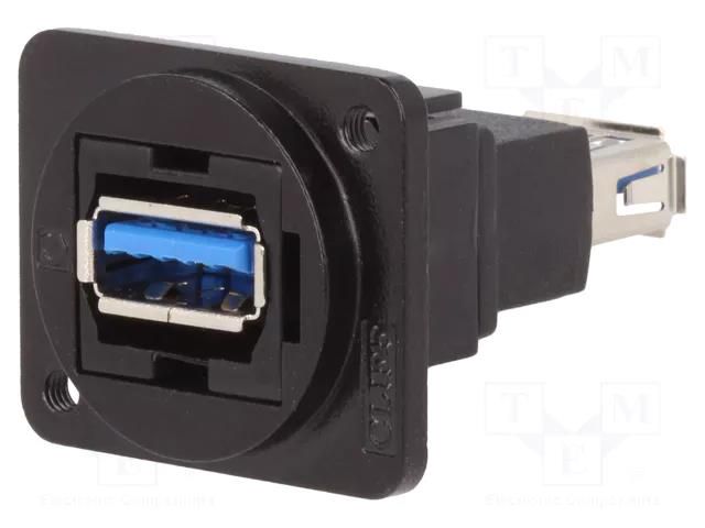 Coupler; USB A socket,both sides; FT; USB 3.0; metal; Thread: M3 CLIFF CP30205NM3B
