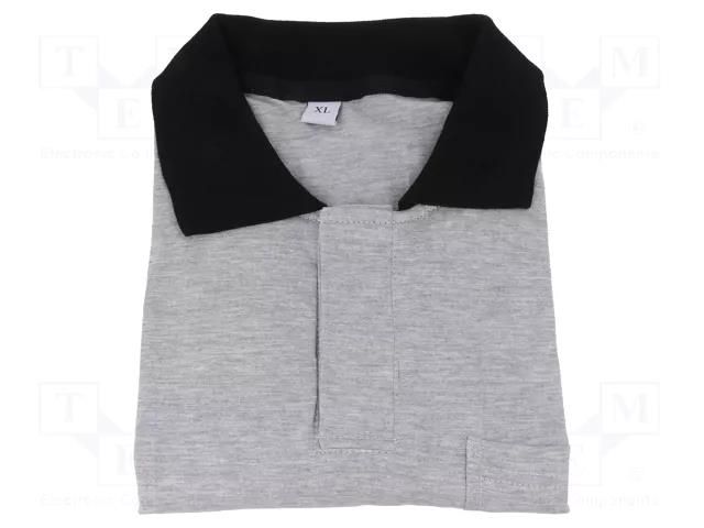 Polo shirt; ESD; XS (unisex); carbon fiber; grey ELME ESDPOLO-G/XS